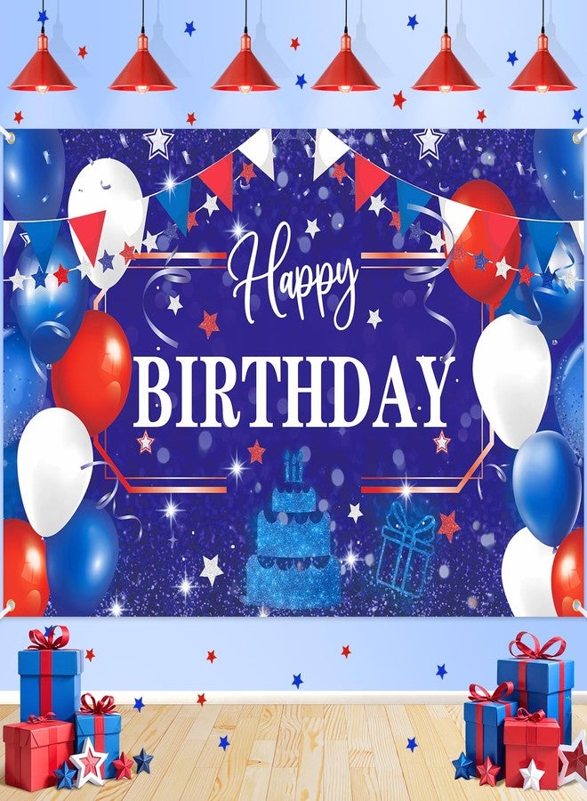 Woosytoo Red White and Blue Birthday Decorations Banner Royal Blue Red White Patriotic Party Supplies for 4th of July Independence Day Hero Captain Baseball Birthday Baby Shower Party Decorations - Image 1